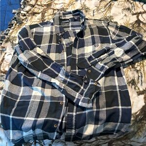 Chaps Men's Navy and Gray Plaid Button-Down Shirt